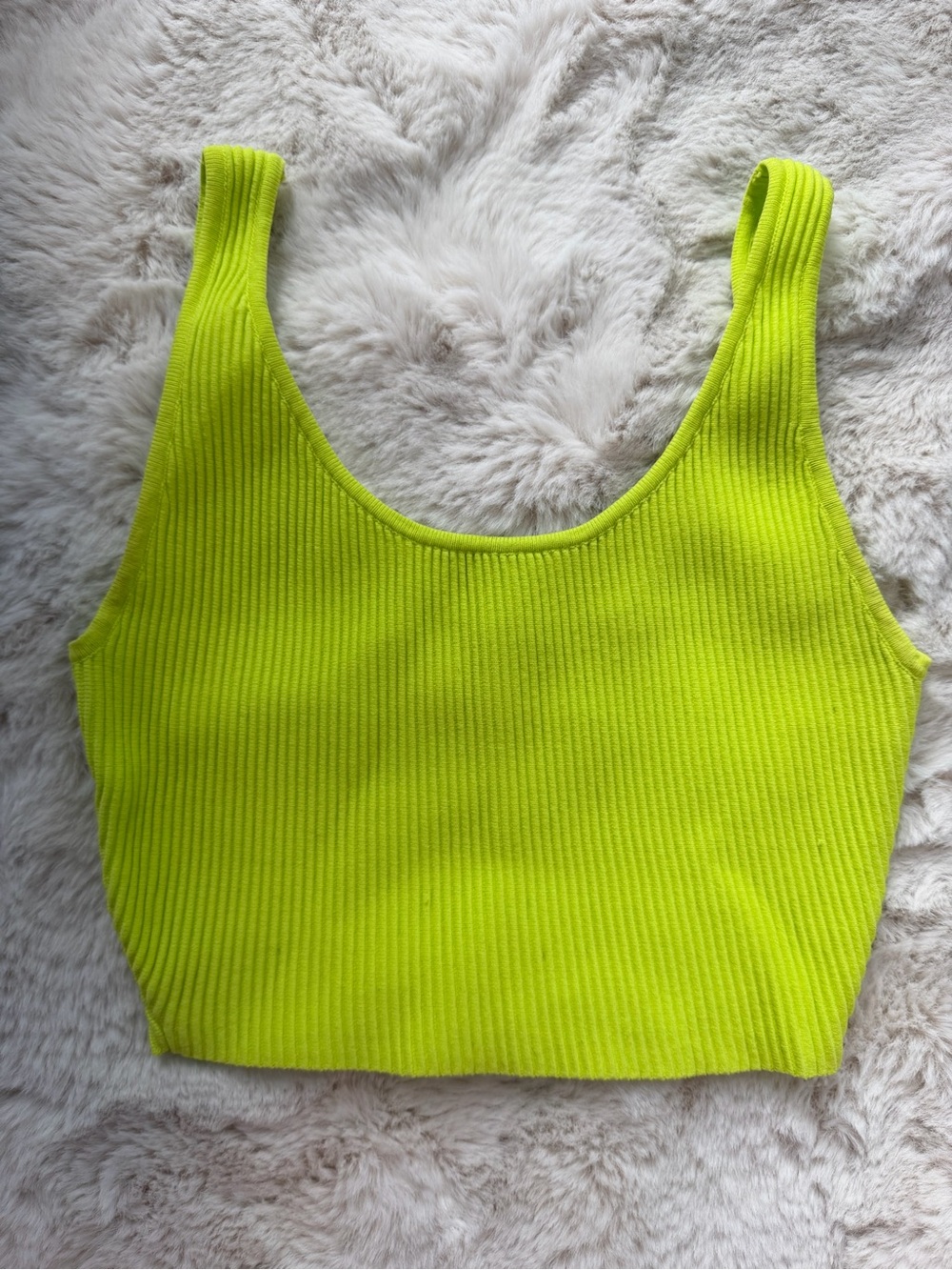 Women’s Neon Lime Ribbed Crop Tank